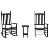 vidaXL Sillas mecedoras 2 uds mesa plegable madera maciza &aacute;lamo negro