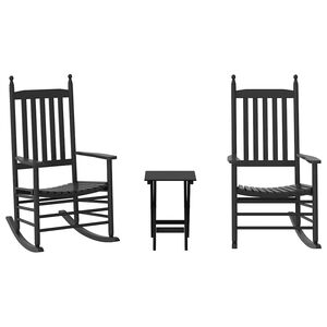 vidaXL Sillas mecedoras 2 uds mesa plegable madera maciza &aacute;lamo negro
