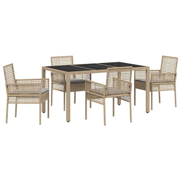 vidaXL Conjunto de Comedor de Jard&iacute;n 5 pcs Beige rat&aacute;n sint&eacute;tico