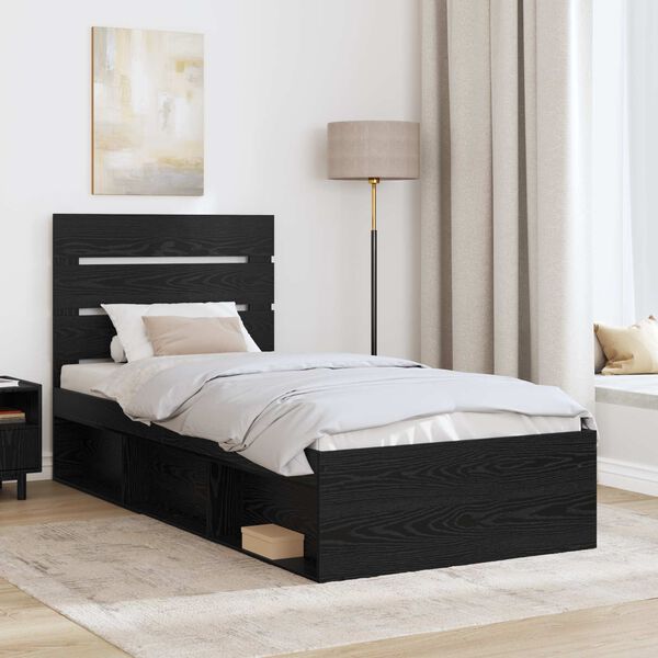 vidaXL Estructura de cama Negro 75 x 190 cm Madera de pino macizo