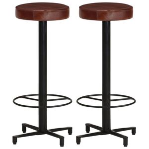 vidaXL Taburetes de barra de cocina 2 unidades cuero aut&eacute;ntico 76 cm