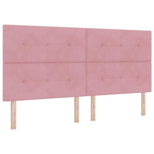 vidaXL Cama Box Spring LED con colch&oacute;n Rosa 200 x 200 cm Terciopelo