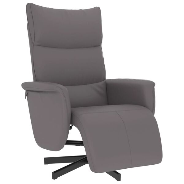vidaXL Sill&oacute;n reclinable con reposapi&eacute;s cuero sint&eacute;tico gris