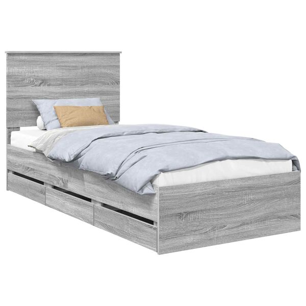 vidaXL Estructura de cama Gris Sonoma 90 x 200 cm Madera Ingenieril