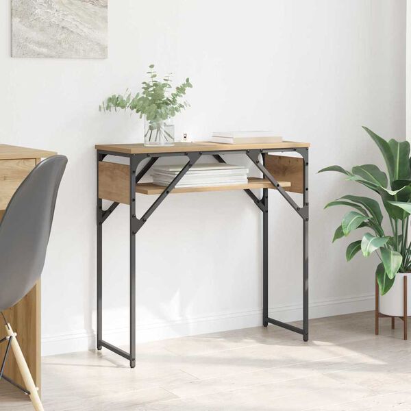 vidaXL MesaConsola Roble artesanal 75x30x75cm Madera de ingenier&iacute;a