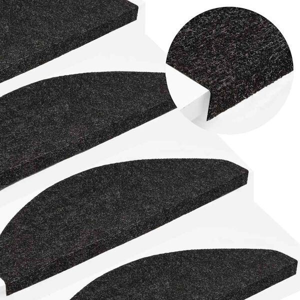 vidaXL Alfombrilla autoadhesiva escalera 15 uds negra 56x17x3 cm