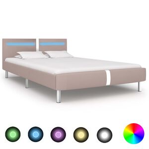 vidaXL Estructura de cama con LED sin colch&oacute;n cappuccino 120x200 cm