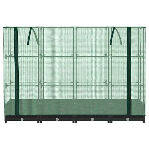 vidaXL Jardinera elevada con cubierta de invernadero aspecto ratán 160x40x123 cm