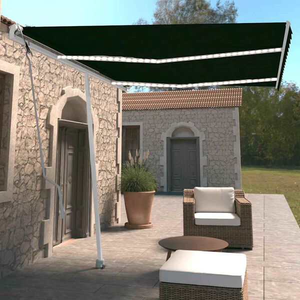 vidaXL Toldo autom&aacute;tico con LED y sensor de viento antracita 350x250cm
