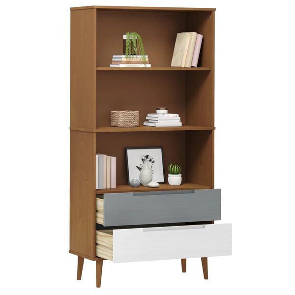 vidaXL Librer&iacute;a MOLDE madera maciza de pino marr&oacute;n 85x35x170,5 cm