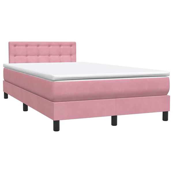 vidaXL Cama box spring con colch&oacute;n terciopelo rosa 120x210 cm