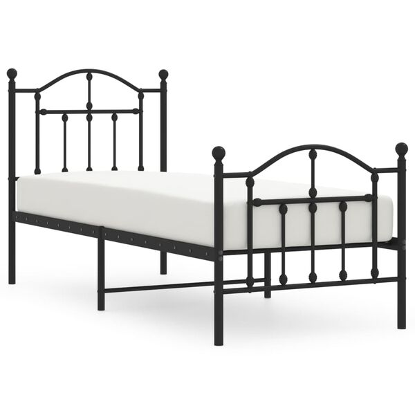 vidaXL Estructura cama sin colchón con estribo metal negro 75x190 cm