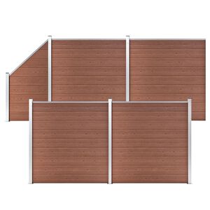 vidaXL Set de valla 4 cuadradas + 1 oblicua WPC marr&oacute;n 792x186 cm