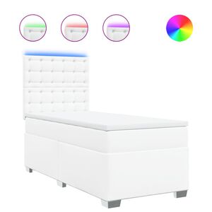 vidaXL Cama box spring con colch&oacute;n cuero sint&eacute;tico blanco 90x190 cm
