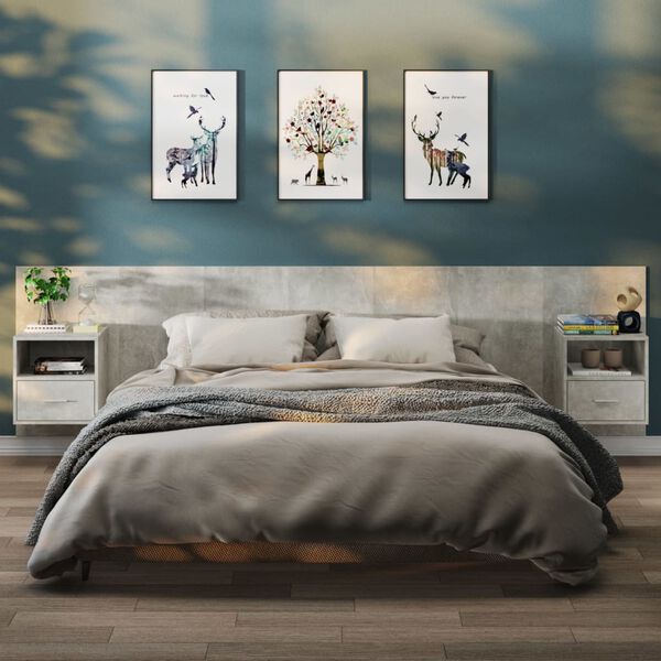 vidaXL Mesitas de noche de pared 2 unidades color gris hormig&oacute;n