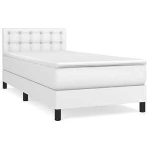 vidaXL Cama box spring con colch&oacute;n cuero sint&eacute;tico blanco 100x200 cm