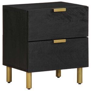 vidaXL Mesita de noche de madera maciza de mango negra 40x33x46 cm