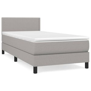 vidaXL Cama box spring con colch&oacute;n tela gris claro 90x200 cm