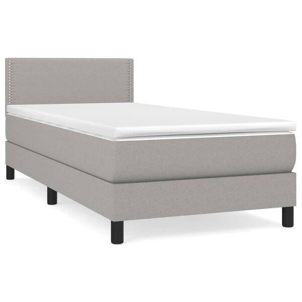 vidaXL Cama box spring con colch&oacute;n tela gris claro 90x200 cm