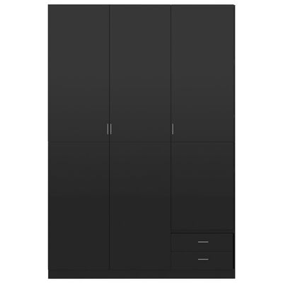 vidaXL Armario 3 puertas madera ingeniería negro brillo 120x50x180 cm