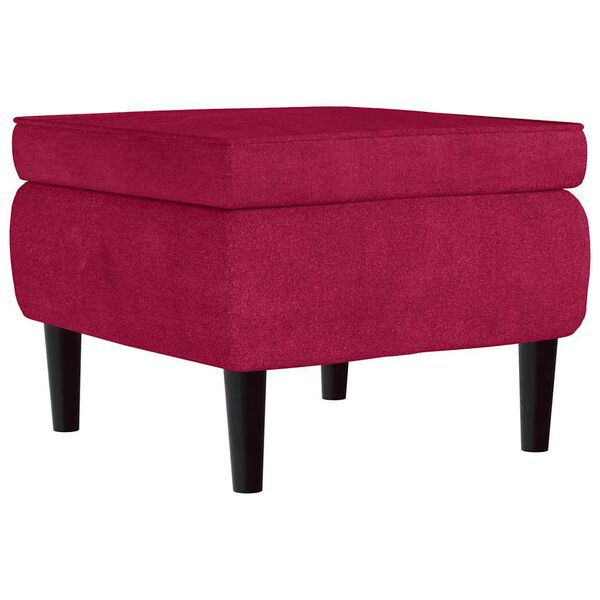 vidaXL Taburete con patas de madera terciopelo rojo tinto