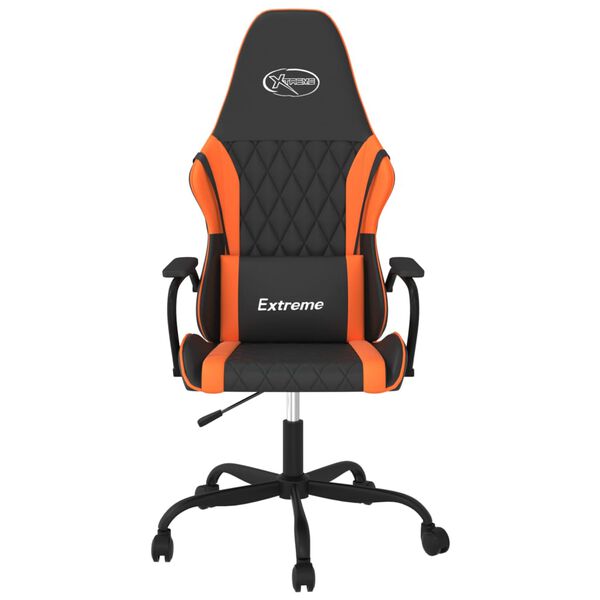 vidaXL Silla gaming cuero sintético negro y naranja