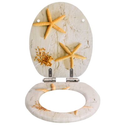 vidaXL Asiento inodoro WC con tapa de cierre suave MDF estrella de mar