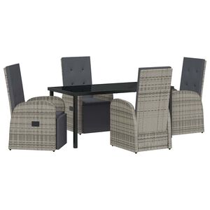 vidaXL Conjunto de Comedor de Jard&iacute;n 5 pcs Gris rat&aacute;n sint&eacute;tico