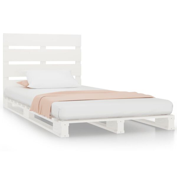 vidaXL Estructura de cama sin colch&oacute;n madera maciza blanca 75x190 cm
