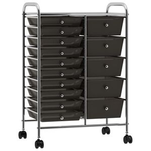 vidaXL Carrito de almacenaje port&aacute;til XXL 15 cajones pl&aacute;stico negro