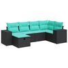 vidaXL Set de sof&aacute;s de jard&iacute;n 6 piezas y cojines rat&aacute;n sint&eacute;tico negro