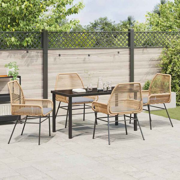 vidaXL Conjunto de Comedor de Jard&iacute;n 5 pcs Marr&oacute;n rat&aacute;n sint&eacute;tico