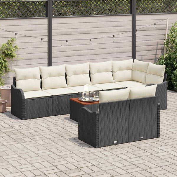 vidaXL Conjunto de sof&aacute; de jard&iacute;n 9 pcs Negro y blanco