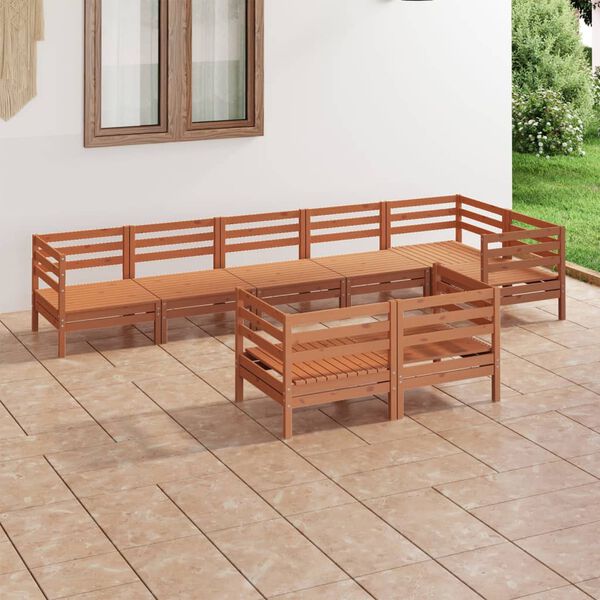 vidaXL Juego muebles de jard&iacute;n 8 pzas madera maciza pino marr&oacute;n miel