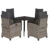 vidaXL Set comedor de jard&iacute;n 5 piezas con cojines rat&aacute;n sint&eacute;tico gris