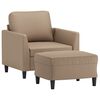 vidaXL Sill&oacute;n con taburete cuero sint&eacute;tico color capuchino 60 cm