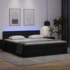 vidaXL Cama con almacenamiento y LED con colch&oacute;n Negro 180 x 200 cm