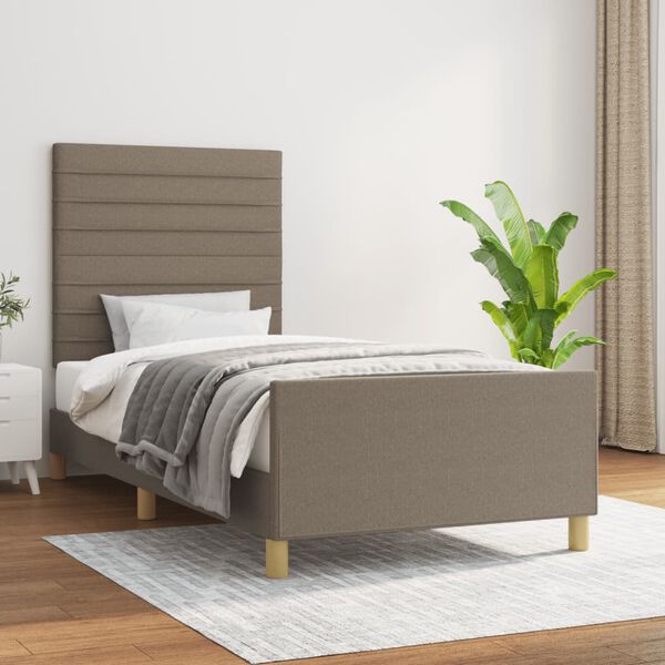 vidaXL Estructura de cama sin colchón tela gris taupe 90x190 cm