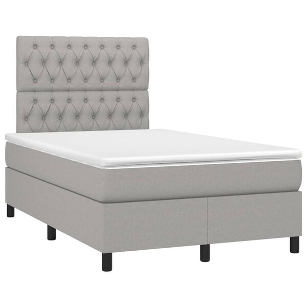 vidaXL Cama box spring con colch&oacute;n tela gris claro 120x200 cm
