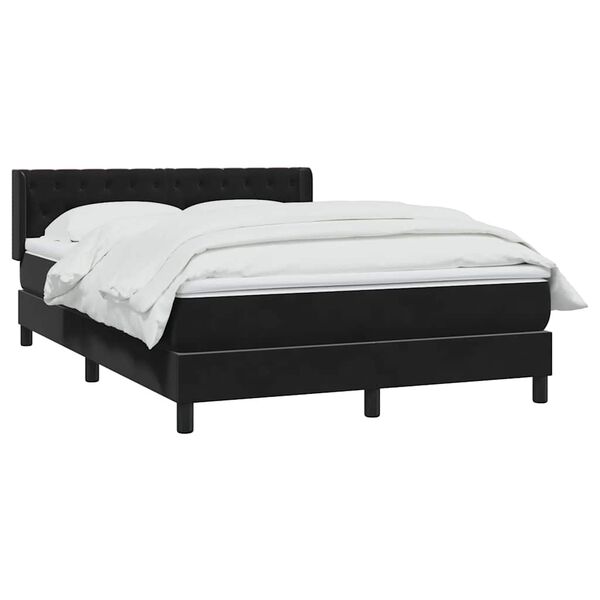 vidaXL Cama box spring con colch&oacute;n terciopelo negro 160x220 cm