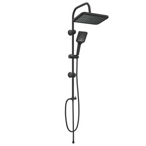 vidaXL Sistema de ducha con cabezal de ducha Negro Acero inoxidable
