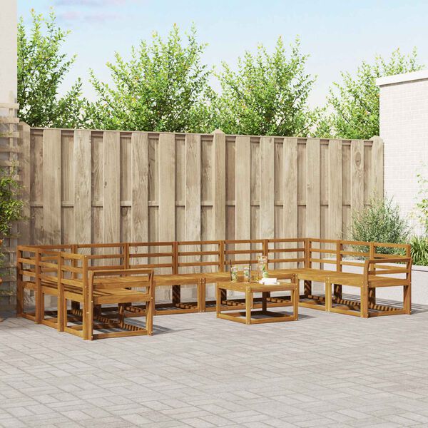 vidaXL Conjunto de sof&aacute;s de exterior 11 pcs Natural