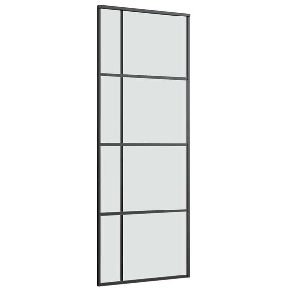 vidaXL Puerta corredera con set herrajes vidrio ESG aluminio 76x205 cm