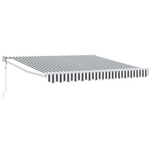 vidaXL Toldo retr&aacute;ctil aluminio y tela gris antracita y blanco 3x2,5 m