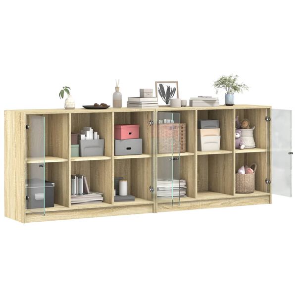 vidaXL Estanter&iacute;a con puertas madera roble Sonoma 204x37x75 cm