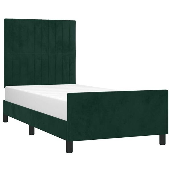 vidaXL Estructura cama sin colch&oacute;n terciopelo verde oscuro 100x200 cm