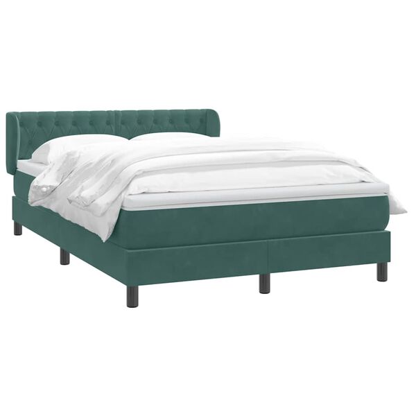 vidaXL Cama box spring con colch&oacute;n terciopelo verde oscuro 140x220 cm