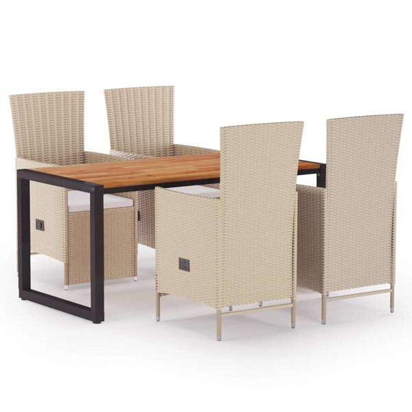 vidaXL Juego de comedor para jard&iacute;n 5 piezas beige