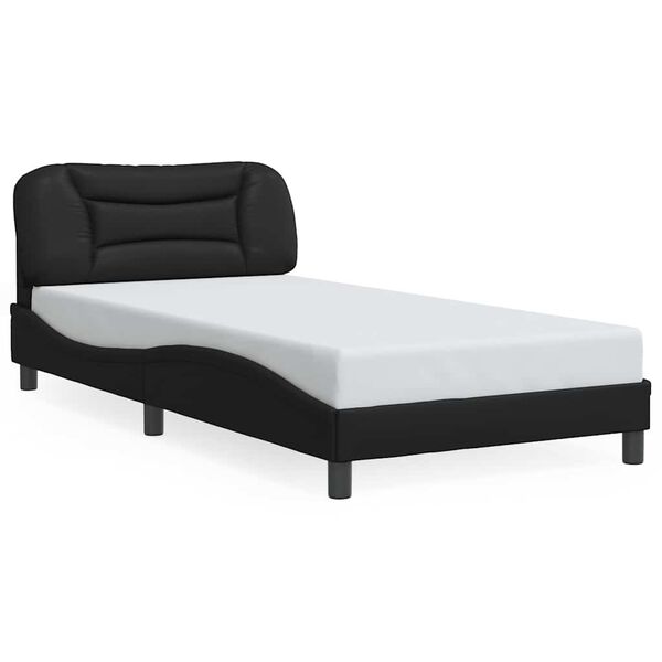 vidaXL Estructura de cama sin colch&oacute;n Hvar cuero sint&eacute;tico negro 100x203 cm