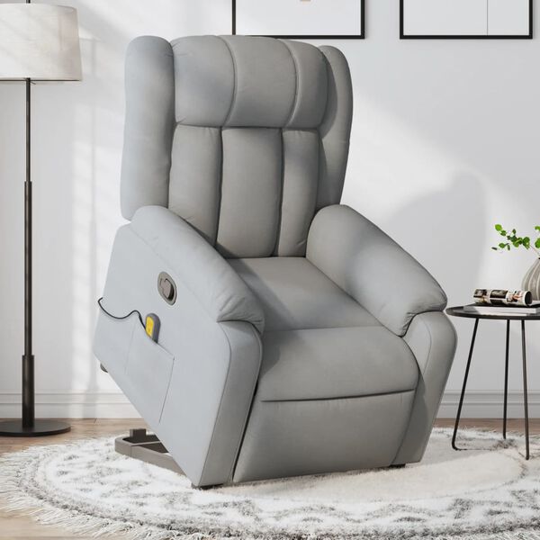 vidaXL Sillón de masaje reclinable de pie de tela gris claro